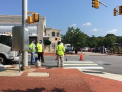 City Workers Painting Ped Crossing